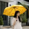 Yellow orange pattern all-weather umbrella, waterproof, sun-proof, lightweight and foldable details Picture